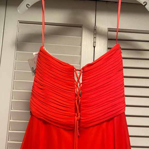 XSCAPE size 6 Strapless Prom Dress Bright red/hot pink/bright coral - Picture 6 of 10